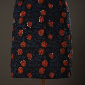 Black Bagru Block Print Cotton Apron with Pocket