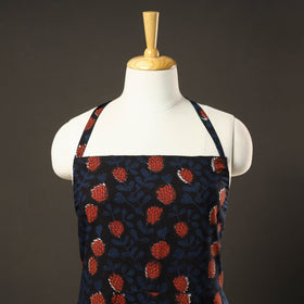 Black Bagru Block Print Cotton Apron with Pocket
