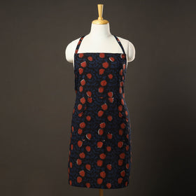Black Bagru Block Print Cotton Apron with Pocket