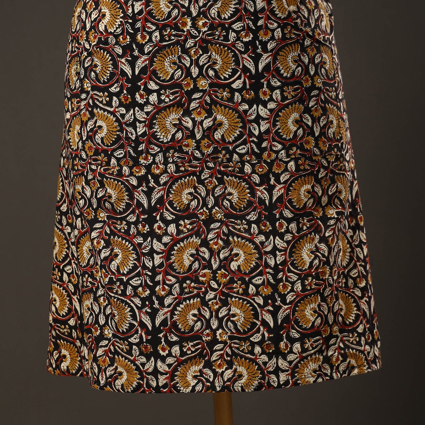 Black Bagru Block Print Cotton Apron with Pocket 