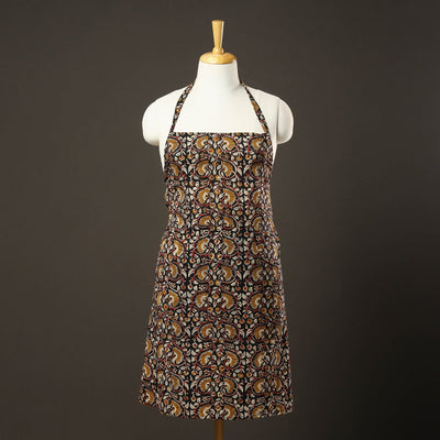 Black Bagru Block Print Cotton Apron with Pocket 