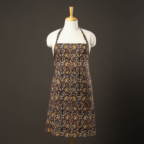 Black Bagru Block Print Cotton Apron with Pocket 