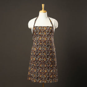 Black Bagru Block Print Cotton Apron with Pocket 