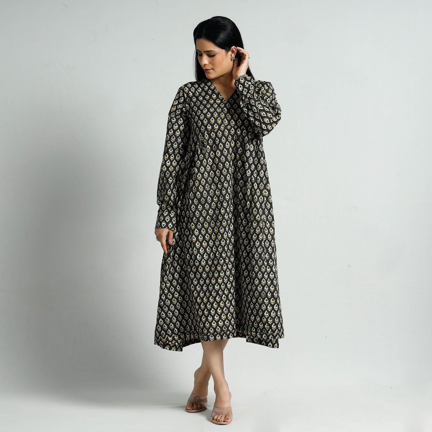  Bagru Block Printed Cotton Flare Dress Online at iTokri.com
