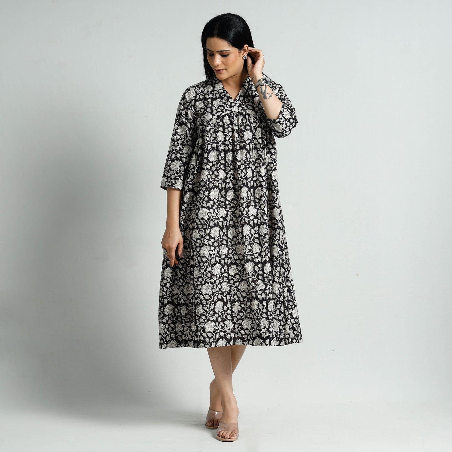  Bagru Block Printed Cotton Flare Dress Online at iTokri.com