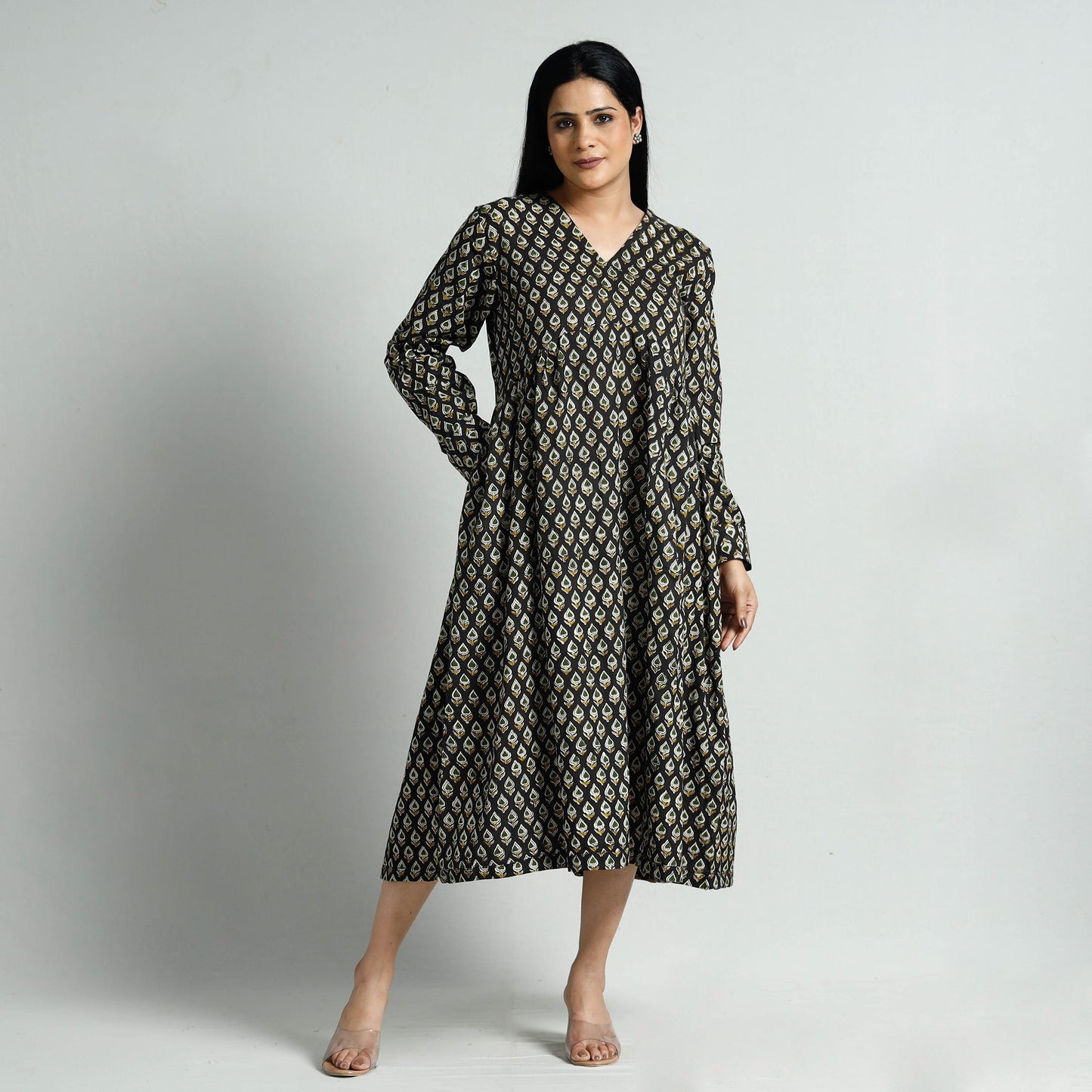  Bagru Block Printed Cotton Flare Dress Online at iTokri.com