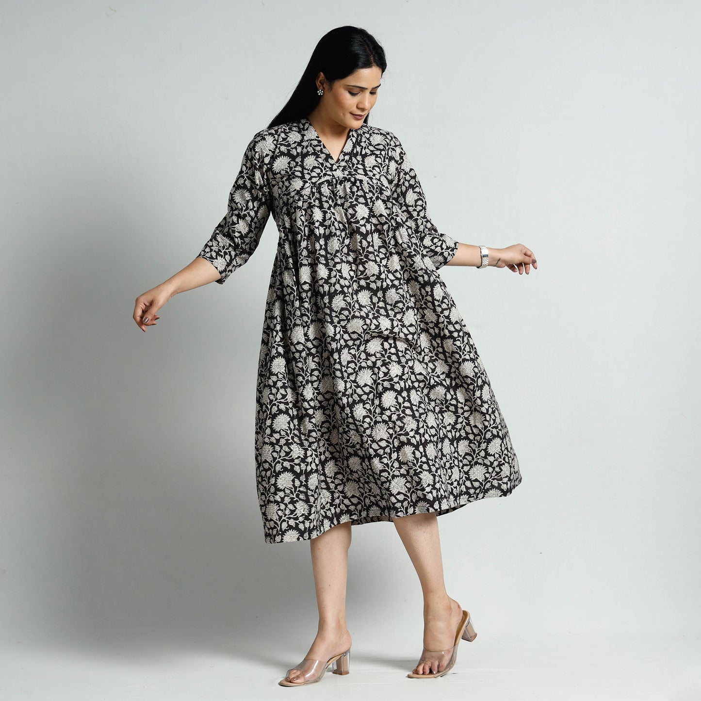 Bagru Block Printed Cotton Flare Dress Online at iTokri.com