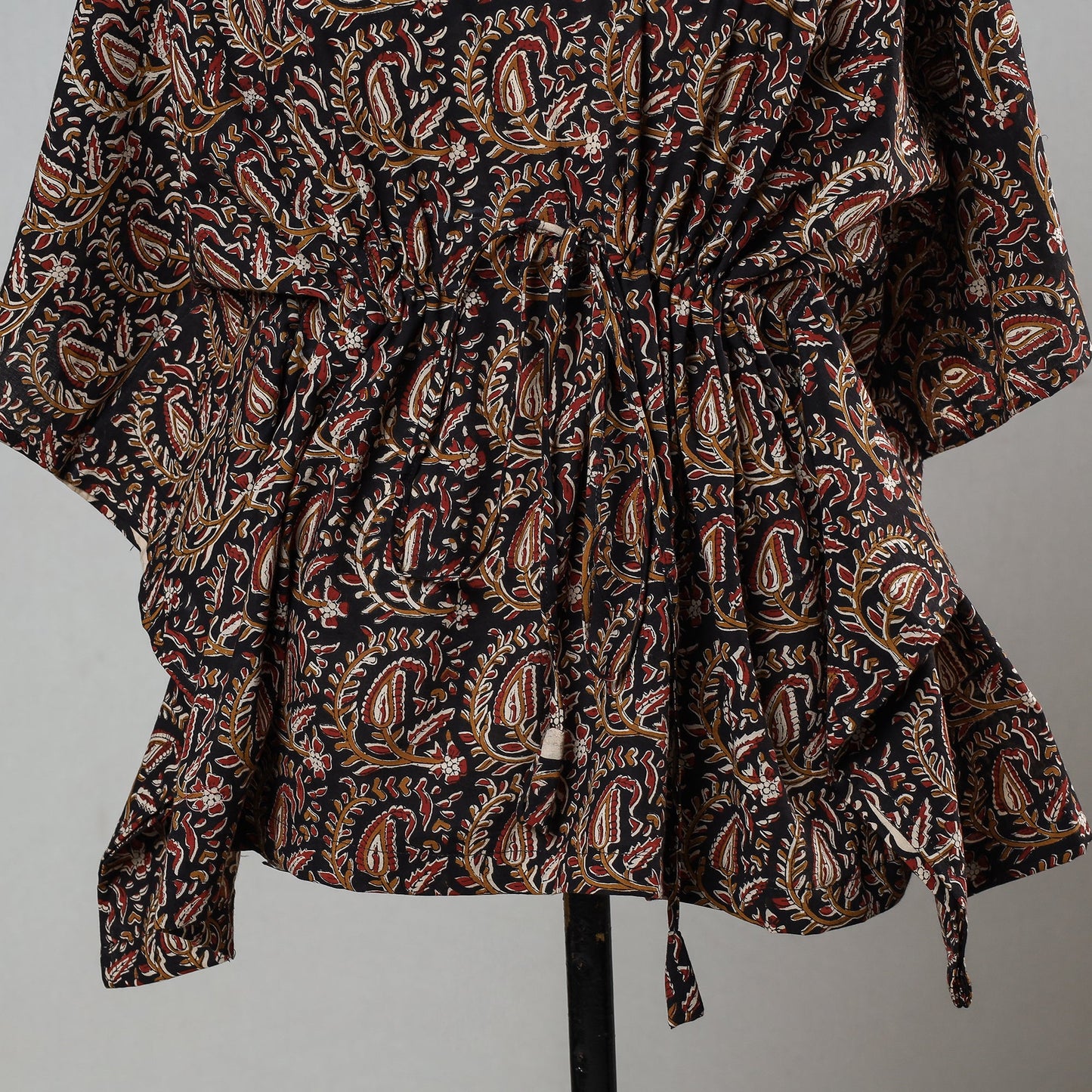  Bagru Block Printed Cotton Kaftan with Tie-Up Waist (Short) 