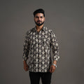 Black Bagru Block Printed Cotton Men Full Sleeve Shirt 