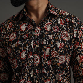 Black Bagru Block Printed Cotton Men Full Sleeve Shirt