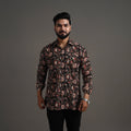 Black Bagru Block Printed Cotton Men Full Sleeve Shirt