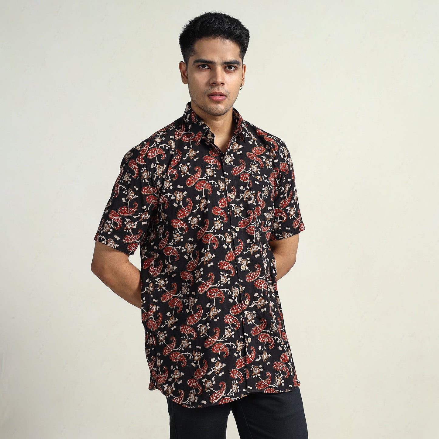 Buy  Bagru Block Printed Cotton Men Half Sleeve Shirt 10 Online l iTokri.com