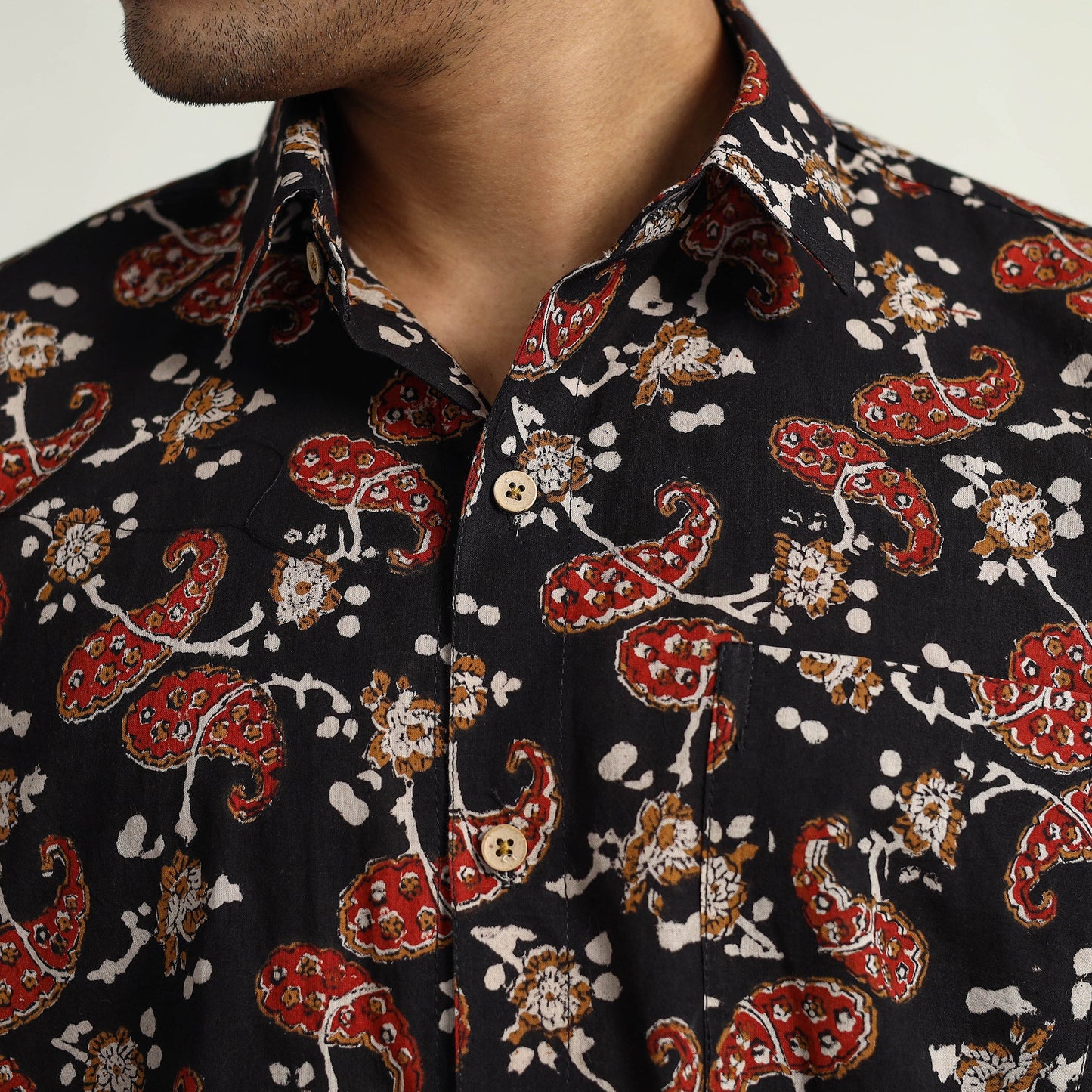 Buy  Bagru Block Printed Cotton Men Half Sleeve Shirt 10 Online l iTokri.com