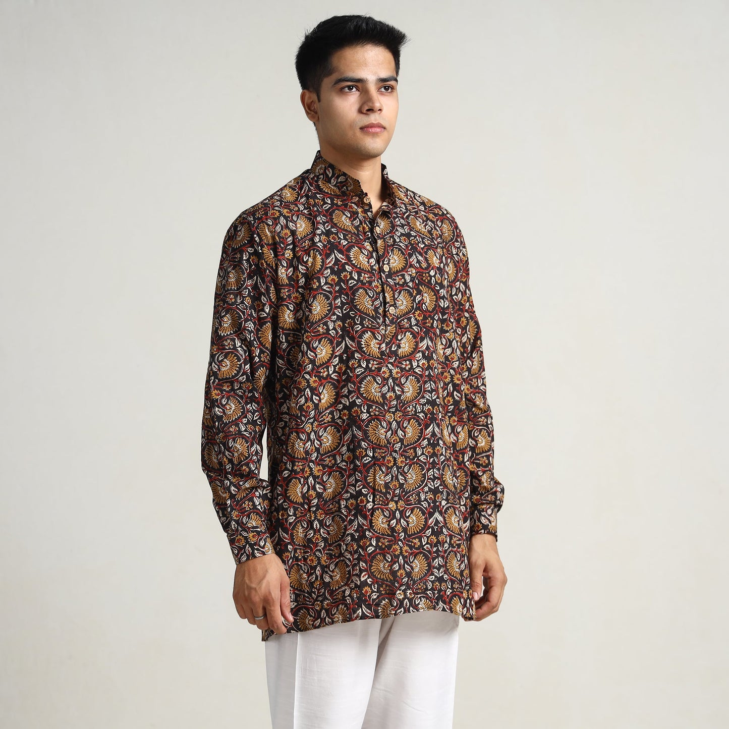  Bagru Block Printed Cotton Men Short Kurta 03 