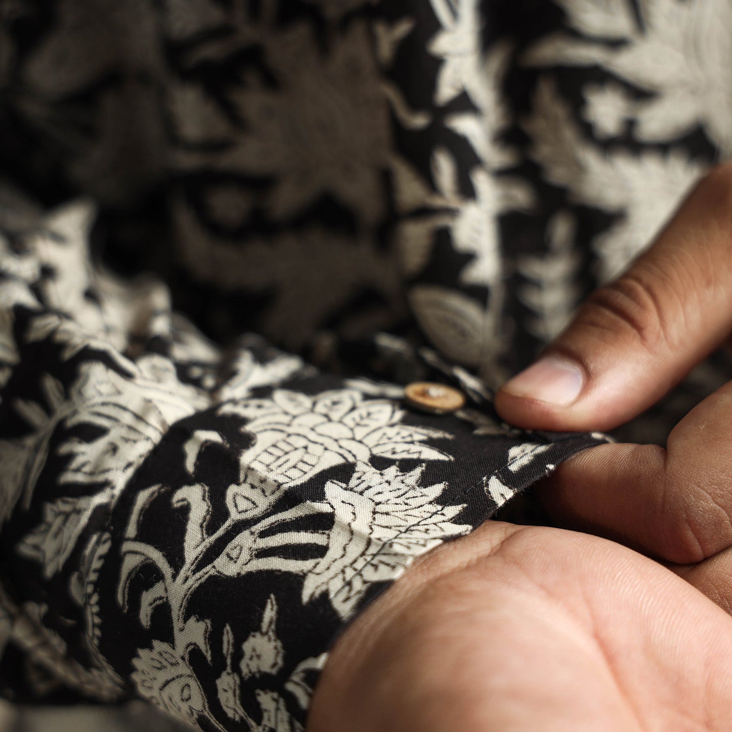 Black - Bagru Block Printed Cotton Men Short Kurta