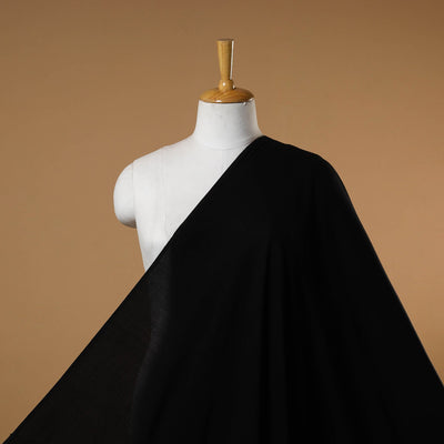 Black - bamboo silk natural dyed pure handloom plain fabric