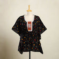 Black - bandhani cotton kaftan with desert embroidery