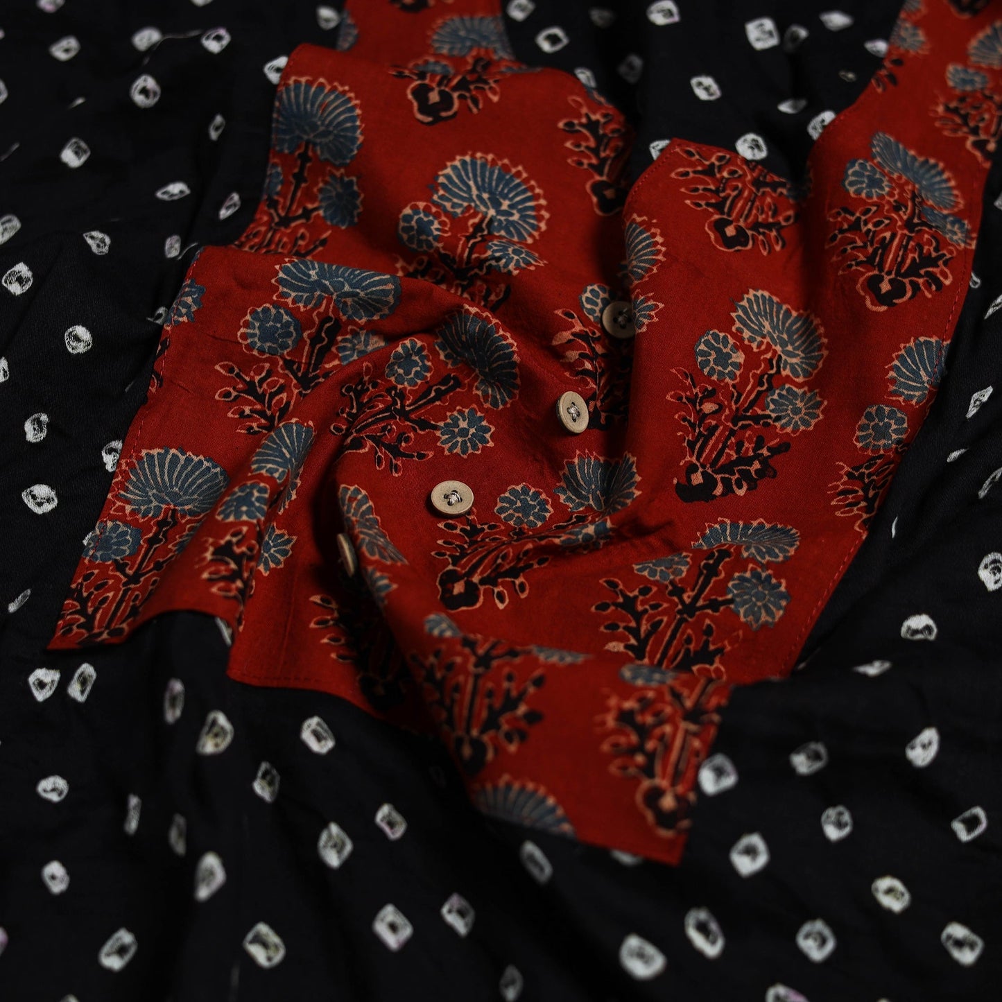 Bandhani patchwork cotton unstitched kurta material (3m) 14