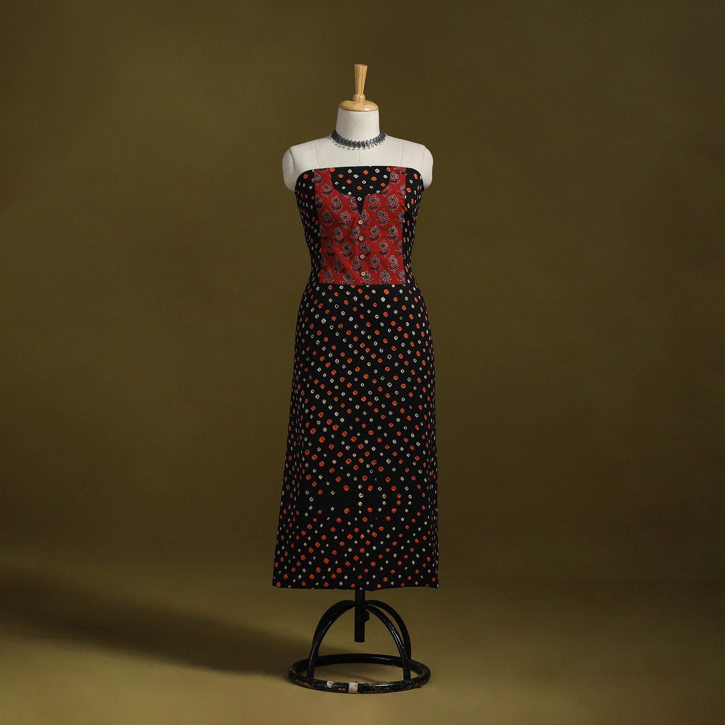 Bandhani patchwork cotton unstitched kurta material (3m) 15