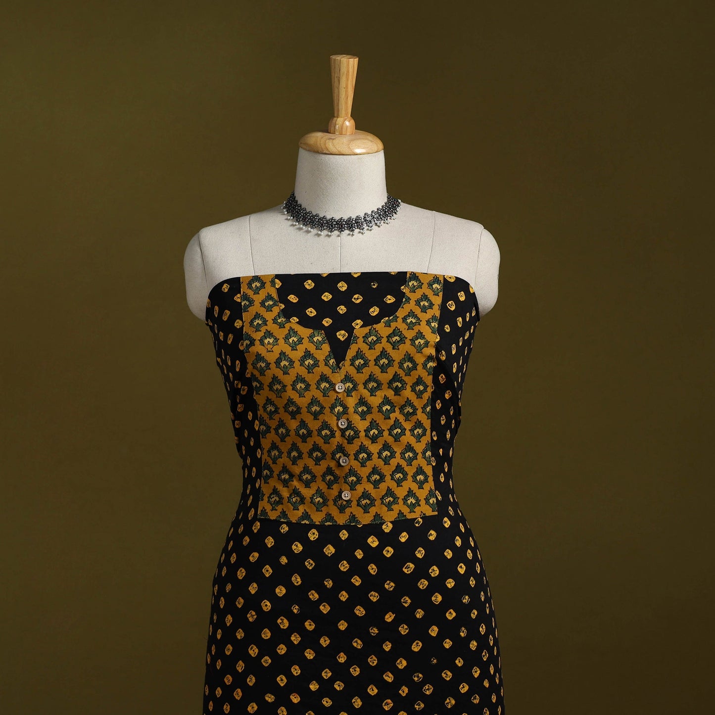 Bandhani patchwork cotton unstitched kurta material (3m) 24