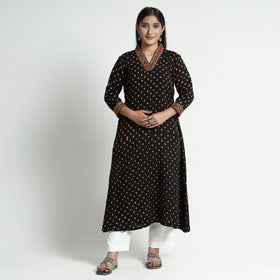 Buy Bandhani Tie-Dye Cotton A-Line Kurta for Women