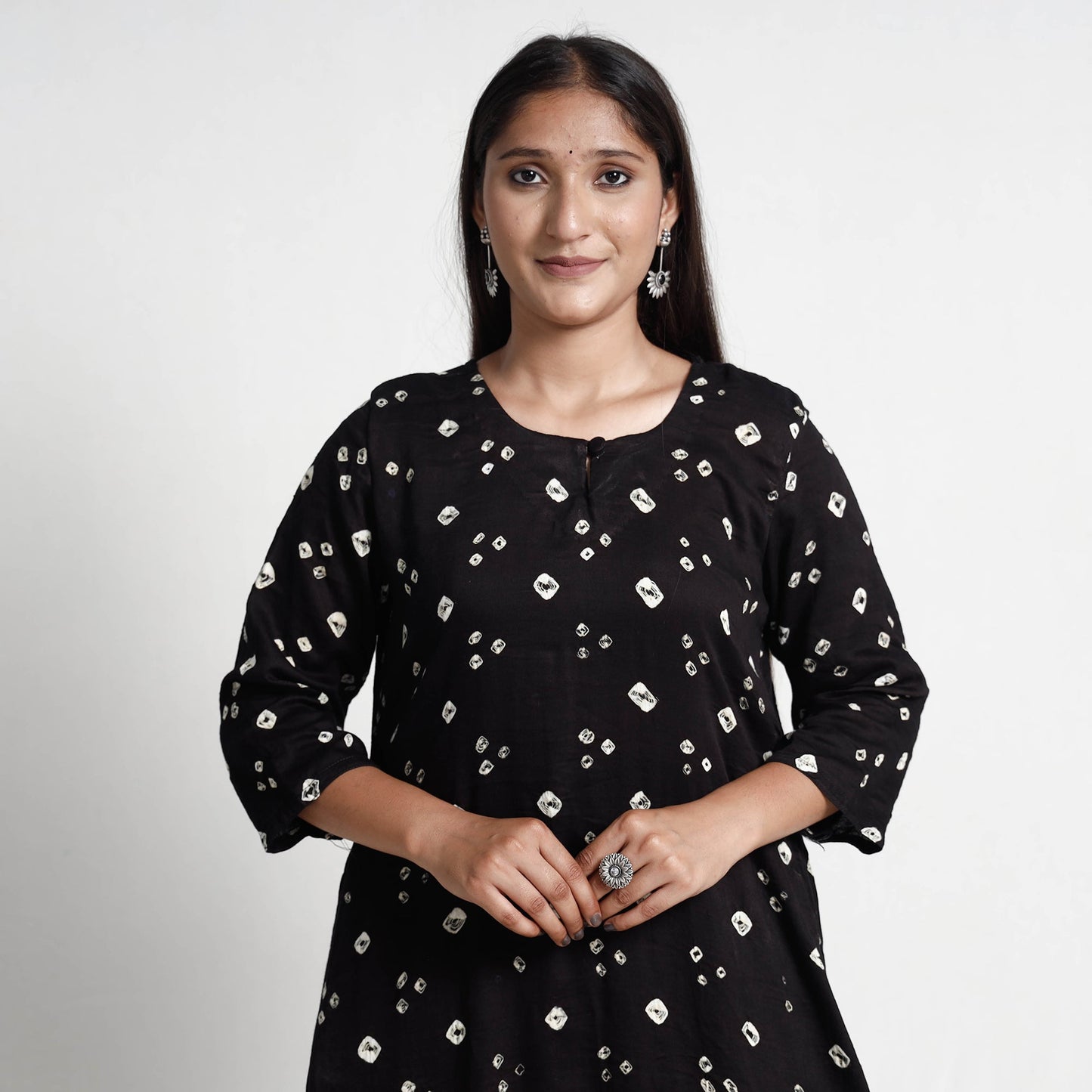 Buy Bandhani Tie-Dye Cotton A-Line Kurta for Women