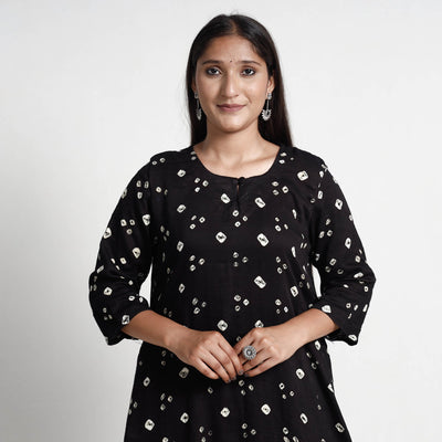 Buy Bandhani Tie-Dye Cotton A-Line Kurta for Women