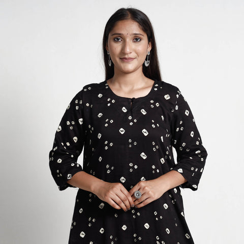 Buy Bandhani Tie-Dye Cotton A-Line Kurta for Women