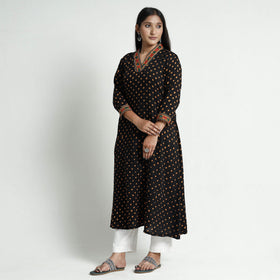 Buy Bandhani Tie-Dye Cotton A-Line Kurta for Women
