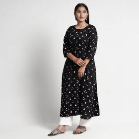 Buy Bandhani Tie-Dye Cotton A-Line Kurta for Women