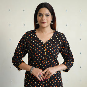  Bandhani Tie-dye Cotton Long Straight Kurta for Women