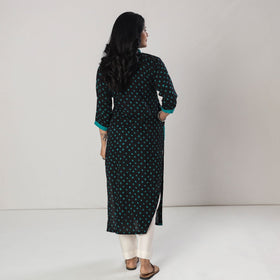  Bandhani Tie-dye Cotton Long Straight Kurta for Women