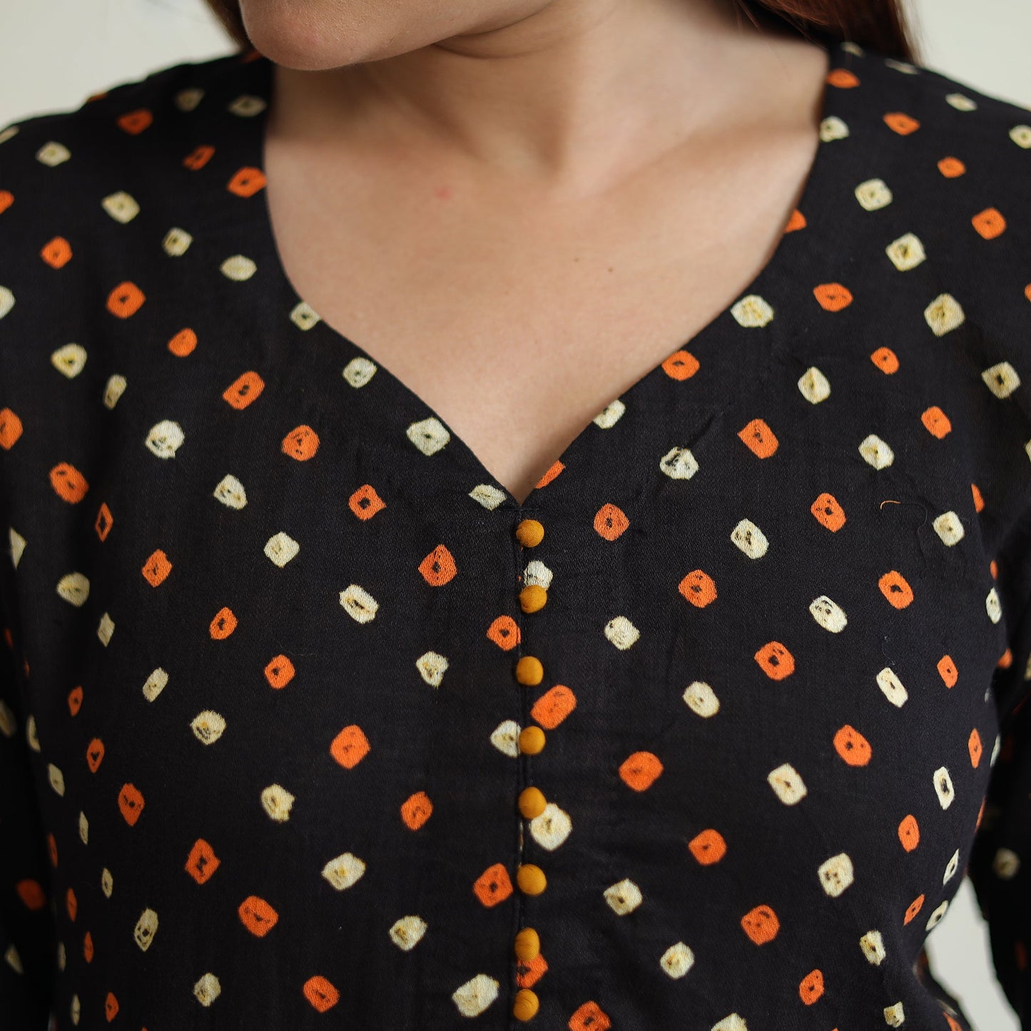  Bandhani Tie-dye Cotton Long Straight Kurta for Women