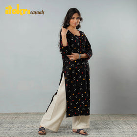 Buy Bandhani Tie-dye Cotton Long Straight Kurta Online at iTokri.com