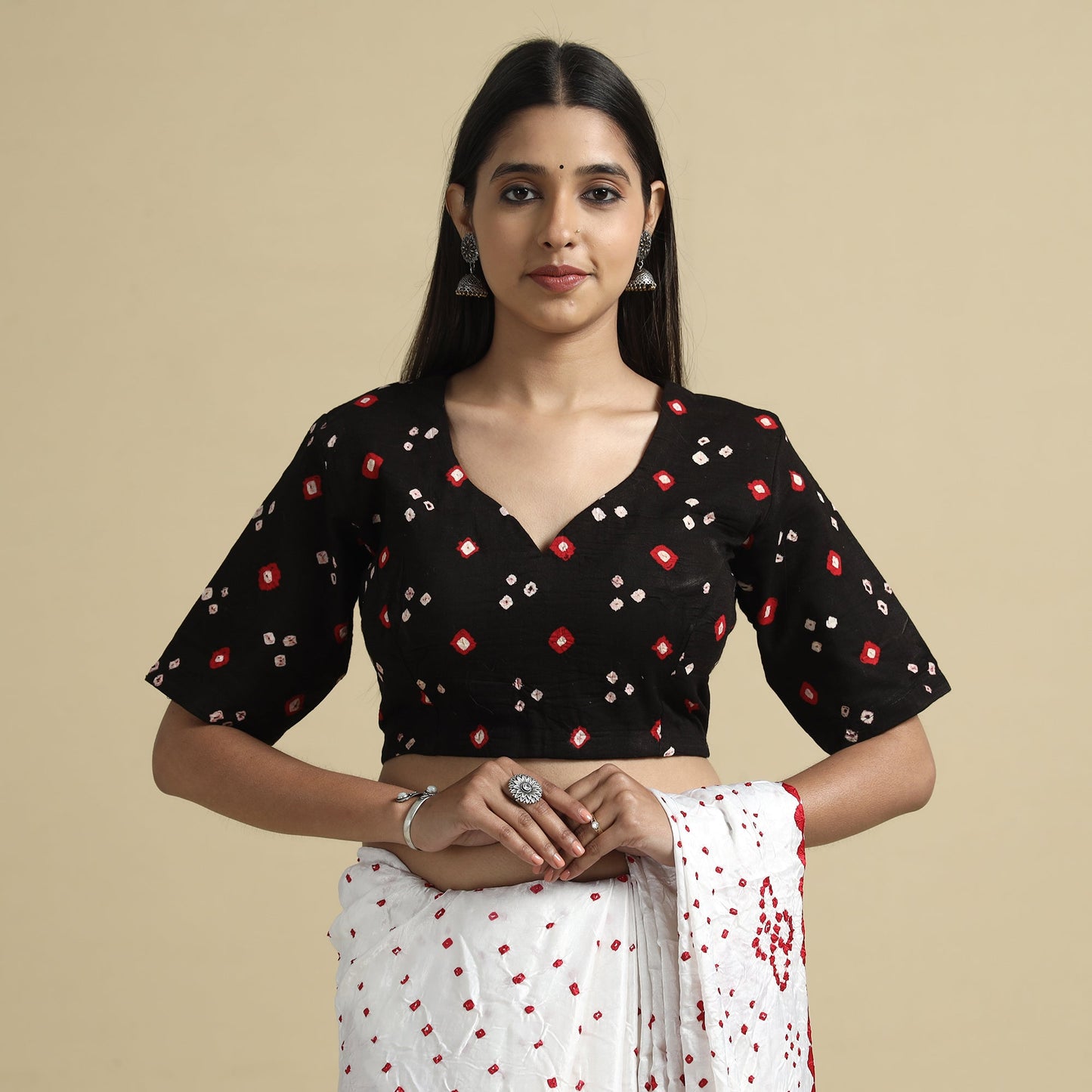 Buy Bandhani Tie-Dye Cotton Stitched Blouse Online at iTokri.com