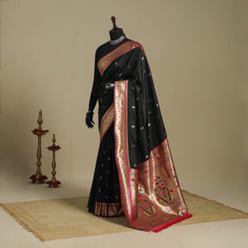 Black - bangalore silk paithani saree 04 - handcrafted