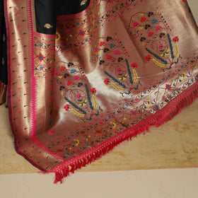 Black - bangalore silk paithani saree 04 - handcrafted