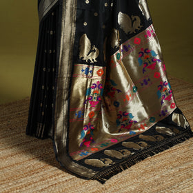 Black - bangalore silk paithani saree 10 - handcrafted