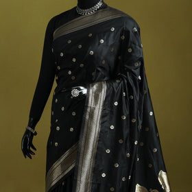 Black - bangalore silk paithani saree 10 - handcrafted