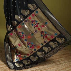 Black - bangalore silk paithani saree 10 - handcrafted