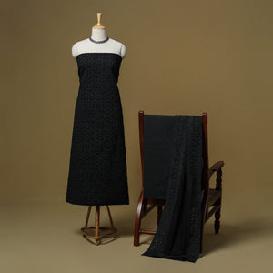 Barmer applique cut work cotton 3pc unstitched dress