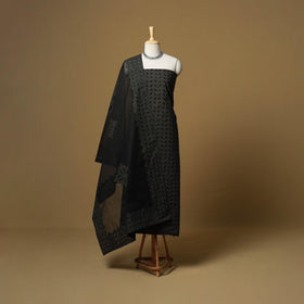 Black - barmer cut work cotton applique 3pc unstitched