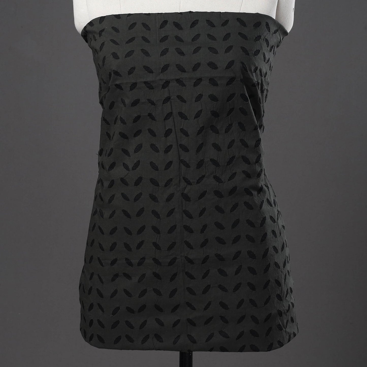 Black - 3pc cut work cotton barmer applique unstitched