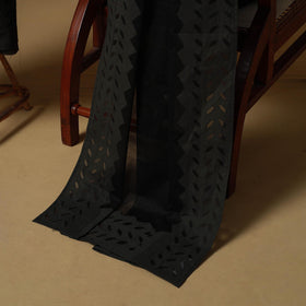 Black - barmer cut work cotton applique 3pc unstitched