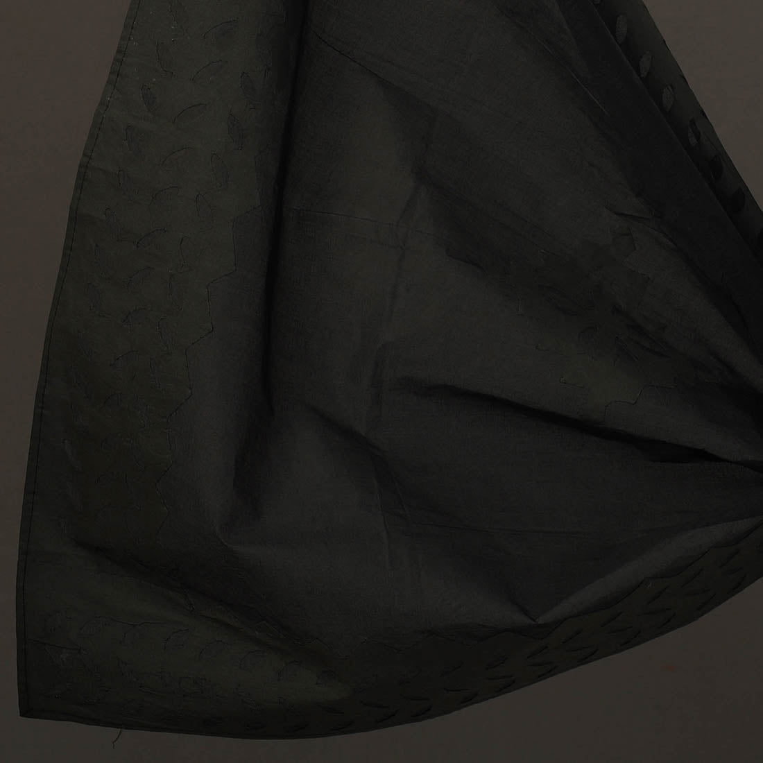 Black - 3pc cut work cotton barmer applique unstitched