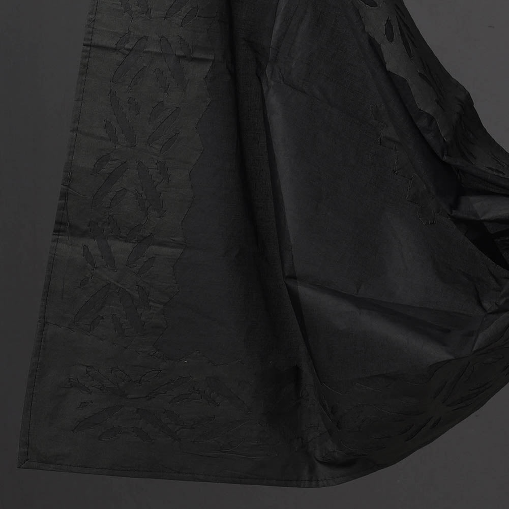 Black - 3pc cut work cotton barmer applique unstitched