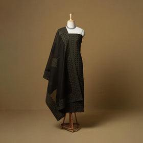 Black - barmer cut work cotton applique 3pc unstitched