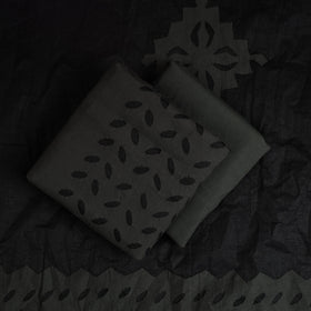 Black - 3pc cut work cotton barmer applique unstitched