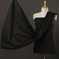 Black - 3pc cut work cotton barmer applique unstitched