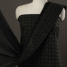 Black - 3pc cut work cotton barmer applique unstitched